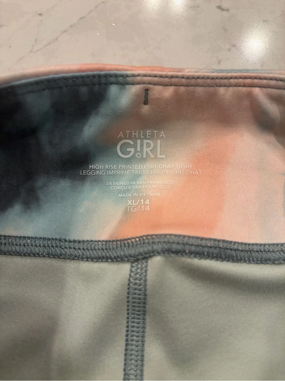 Athleta Girls Tie-Dye Leggings - Coral & Teal